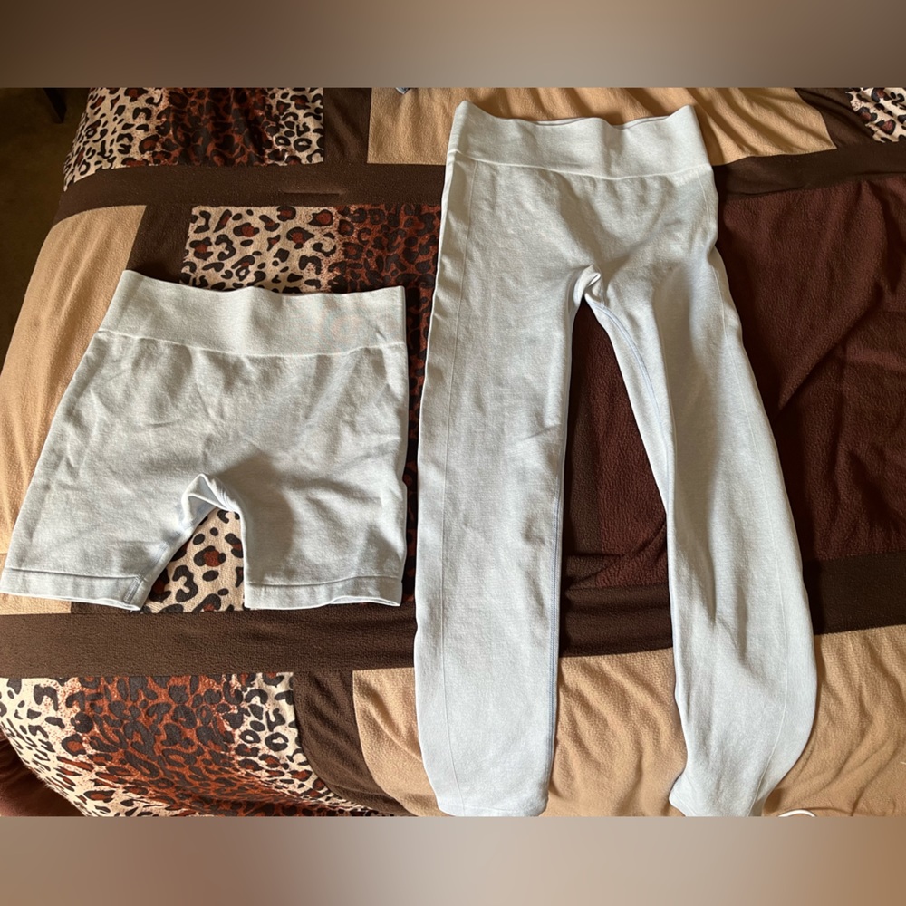 Light blue Chloe ting work out shorts and pants